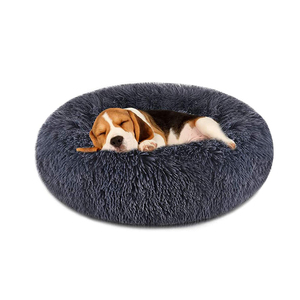 Cojín grande personalizado para mascotas, cama de lujo en forma de donut con piel sintética y fibra, sofá lavable para perros y gatos con estilo clásico de dibujos animados - Product Image 3