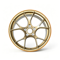 Velg Roda Tempa Aluminium Alloy 18-24 Inch Warna Perunggu Bibir Oranye 5 Lubang Logo Kustom Model Jari-jari Terpisah untuk Mobil Sport SUV Grosir