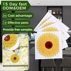 Piège à mouches transparent écologique avec autocollant <span class=keywords><strong>de</strong></span> fenêtre à fleurs, attire et attire les mouches naturellement pour un environnement domestique sans nuisibles - Product Image 1