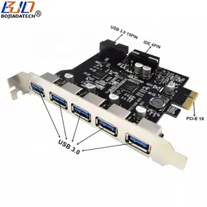 工場卸売5Gbps 5 x USB3.0コネクタからPCI-E1X拡張ライザーカード、USB3.019PINソケットおよびMolex電源付き