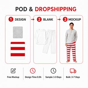 Conjunto de Pijamas Familiares a Rayas Rojas y Blancas de Navidad, Ropa de Dormir de Poliéster para Hombres, Mujeres y Niños, Dropshipping POD MOQ 1PC - Product Image 4