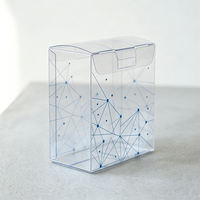 Boîte d'emballage en plastique transparente personnalisée avec languette intégrée anti-rayures, imprimé géométrique à pois et lignes, pour flacon d'huile essentielle