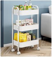 Chariot de rangement roulant à 3 niveaux avec roues, chariot utilitaire mobile peu encombrant pour la cuisine, la salle de bain, la chambre à coucher, organisateur