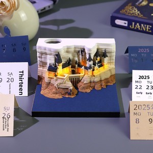 Bestseller Transfrontaliero: Ornamento da Scrivania Creativo a Tema Castello in Carta Intagliata, Blocco Note Adesivo 3D - Product Image 3