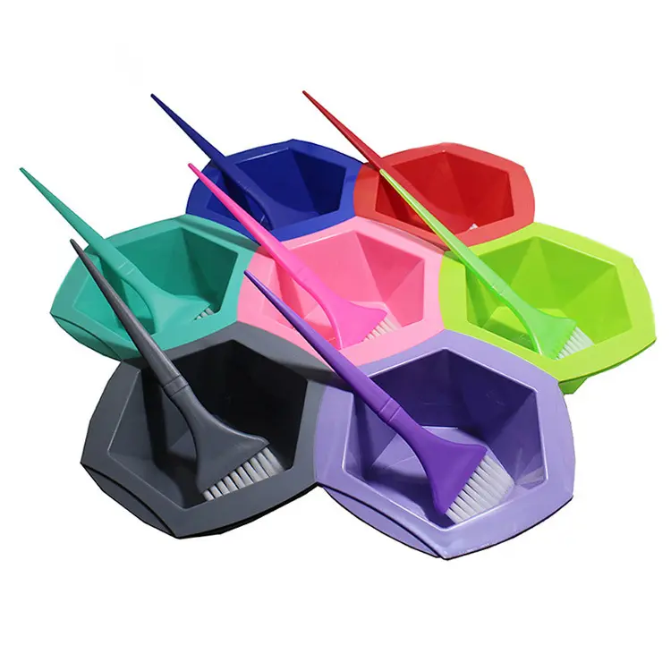 Wholesale Salon Hair Beauty Tools 7 Colors Dye Hair Mixing Bowls Set With Hair Dyeing Brush