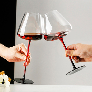 Ensemble de 4 verres à <span class=keywords><strong>vin</strong></span> <span class=keywords><strong>rouge</strong></span> de luxe à long pied, transparents, style moderne personnalisé, sans plomb, cristal unique, couleur bordeaux - Product Image 2