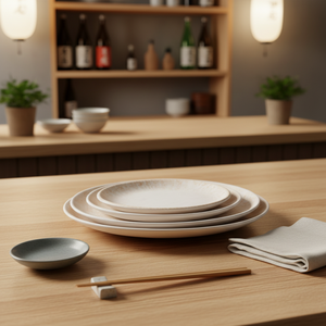 Assiettes en mélamine blanches irrégulières de 7 pouces pour restaurant, prix de gros abordable - Product Image 2