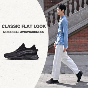 Chaussures rehaussantes noires 8cm 6cm, <span class=keywords><strong>plateforme</strong></span> décontractée, respirantes en maille tricotée, pour hommes et femmes - Product Image 1