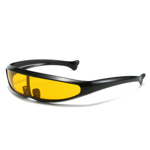Vendita calda di Siamese futuristico moda avvolgente occhiali da sole Unisex Party Party occhiali da sole blu PC scudo alieno specchiato giallo chiaro <span class=keywords><strong>viola</strong></span> - Product Image 6