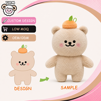 Aangepaste schattige berenpluche met oranje fruit, zacht knuffeldier, pluche figuur, OEM ODM, lage minimale bestelhoeveelheid, cadeau, groothandel