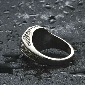 European American Style <b>Titanium</b> Steel Yin Yang Octagon <b>Ring</b> Men's Punk Fashion Jewelry Silver 26005 - Product Image 3