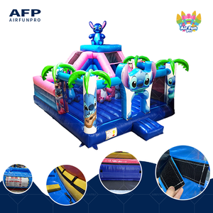 Château gonflable commercial pour enfants et tout-petits, grand modè<span class=keywords><strong>le</strong></span>, thème Stitch, avec souffleur, toboggan et parcours d'obstacles - Product Image 3