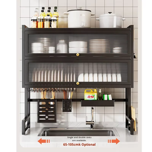Estante de secado de platos de tazón grande de doble capa con escurridor de <span class=keywords><strong>encimera</strong></span> de acero al carbono, escurridor de fregadero, organización de cocina - Product Image 5