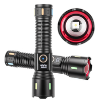 Lampe torche tactique rechargeable haute puissance à haut lumen, en aluminium, avec bandes réfléchissantes laser blanches, affichage numérique, lampe de camping
