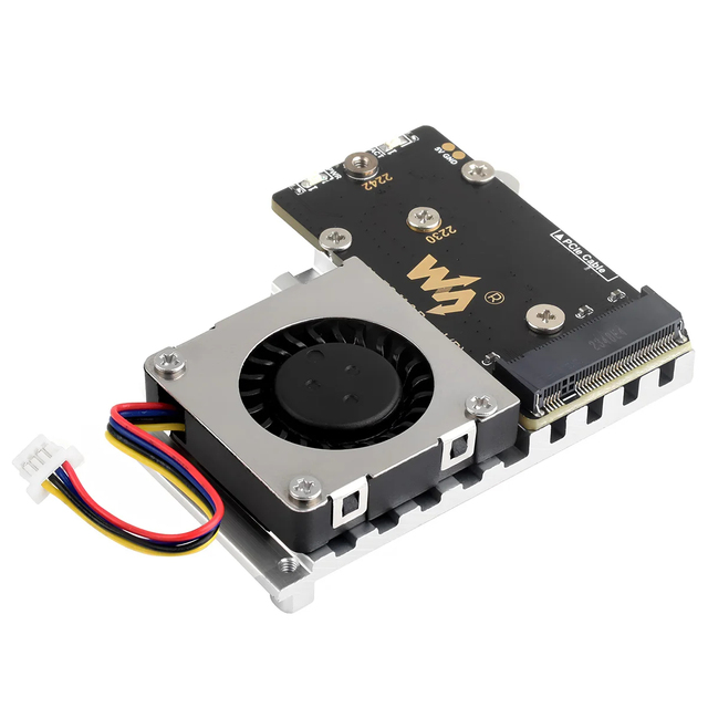 PCIe Board (E) Waveshare Adapter Raspberry Pi 5 Cooling Fan Compatible 2242 2230 Size NVMe Protocol M.2 SSD Anodised A674