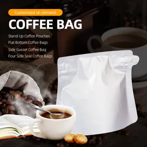 Custom Printed Flat Bottom Coffee Bag Coffee Bean Bags With Zipper Empty Tea Bags Wholesale