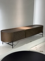 Meuble TV moderne en bois 18011-2.4M 2400mm Or Rose avec rangement, console multimédia pour salon, hôtel, appartement, villa