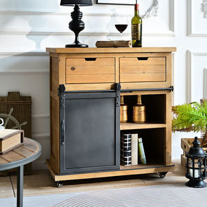 Vintage Rustic <strong>Industrial</strong> Style MDF Metal Barn Door Cabinet Coffee Bar Buffet <strong>Sideboard</strong> for Living Room Wood Storage Accent Home - Product Image 2