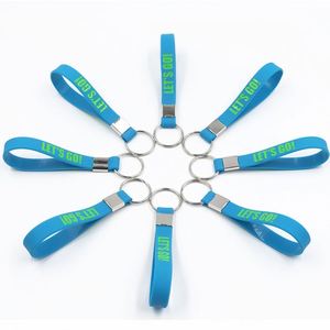 Reusable Silicone Keychain <b>Custom</b> Logo Rubber Wristband Loop <b>Ring</b> Flexible Durable <b>Key</b> Holder - Product Image 4
