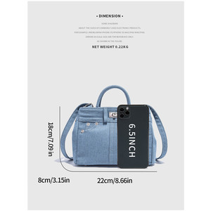 Sac à bandoulière en jean haut de gamme Jianghu pour femme, capacité 20-35L, nouveau design haut de gamme, doublure en polyester - Product Image 5