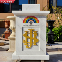 YOUFINE Mesa de Altar de Mármol para Iglesia, Púlpito para Ceremonias Religiosas