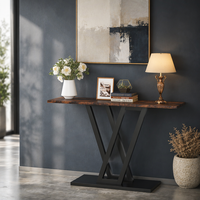 MOOR MOON Meuble de salon géométrique de haute qualité pour villa et appartement, console d'entrée en bois avec base dorée