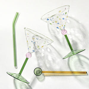 彩色圆点奢华葡萄酒和鸡尾酒杯优雅的家居装饰，带有别致的月亮和布宜诺斯艾利斯图案 - Product Image 2