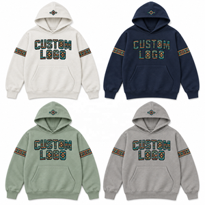 Felpe con Cappuccio OEM 400 GSM con Logo, Colore Avorio, Pesanti, da Uomo, con Stampa Geometrica e Lettere in Stile Sud-Occidentale, Streetwear - Product Image 4
