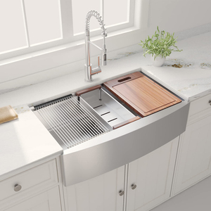 Lavello da Cucina in Acciaio Inox SUS304 con Frontale a Grembiule 36x22 Pollici, Certificato CUPC - Product Image 1