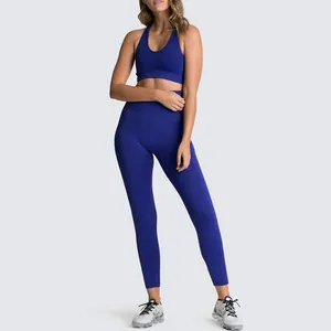 China Factory Großhandel Sportswear, nahtlose zweiteilige Yoga Leggings Sets mit BH/