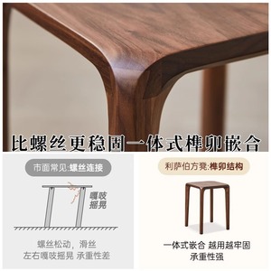 Black Walnut Wood Square Stool Solid Wood <b>Stackable</b> <b>Dining</b> <b>Chair</b> For Home Kitchen Adult Use - Product Image 4