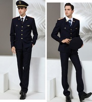 Uniformes classiques de gardes de sécurité des gares ferroviaires, dernier design, tenue de conducteur de train en polyester et rayonne
