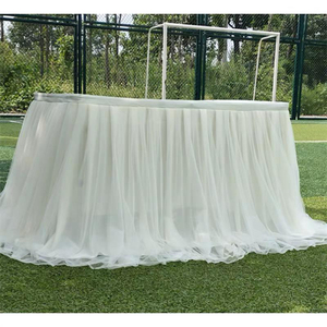 Jupe de table en dentelle de tulle moelleux jaune avec différentes conceptions de tutu jetables pour les fêtes d'anniversaire - Product Image 3