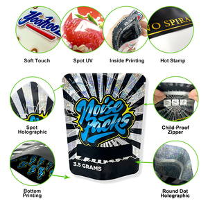 Kustom dicetak potongan khusus unik tidak teratur berbentuk dapat dimakan paket Cali 8 steker antibau 3.5 mati memotong tas Mylar dengan kotak - Product Image 2