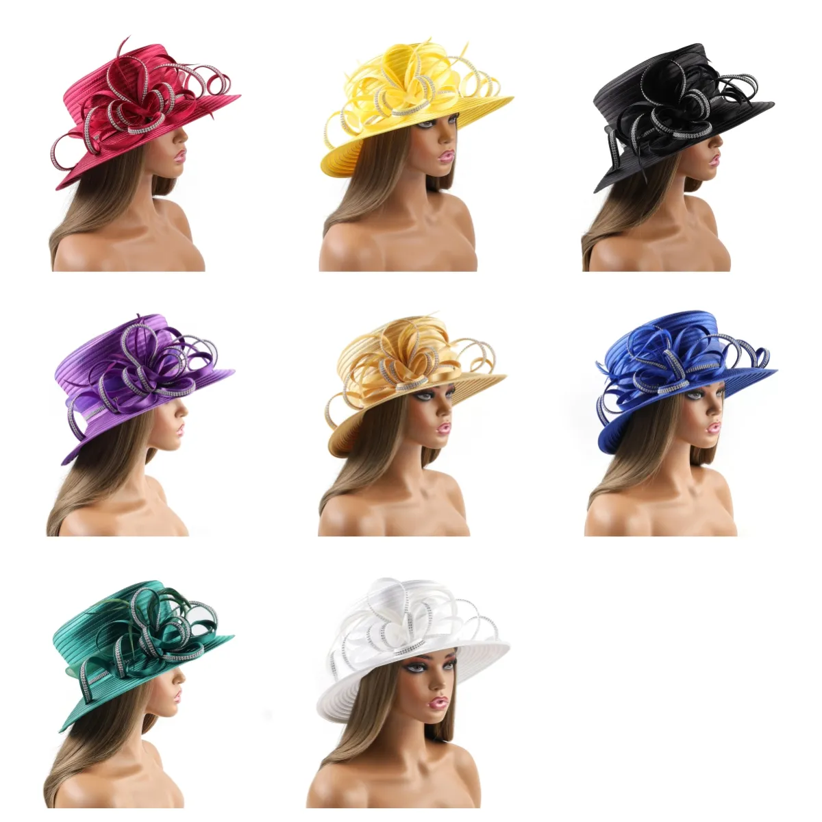 Topi gereja kain Satin paling populer sempurna topi Pernikahan fotografi Unik Mewah topi atasan Fascinator bunga Formal wanita