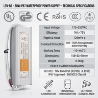 Alimentation LED LDV-60 60W 12V 24V étanche IP67 à tension constante pour bande lumineuse extérieure – Vente en gros