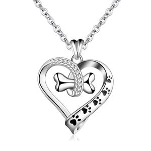 San Valentín 925 collar de plata esterlina, collar de corazón hecho <span class=keywords><strong>a</strong></span> mano perro hueso colgante China Collar para chica - Product Image 1