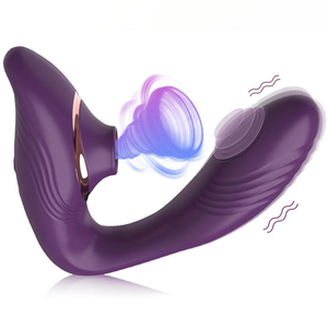 Doppia punta femmina di stimolazione clitoridea schiaffo pulsazioni ventosa vibratore punto G clitoride succhiatore a sbattitura vibratore per donna - Product Image 1
