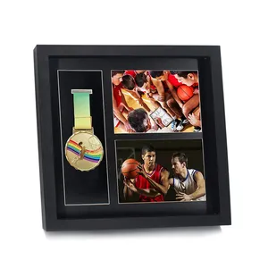 Ribbon Medal Mounting Frame 12*12" Black Wood Frame For Medal Can Place 6 Pcs Marathon,Race Winner & all Sports