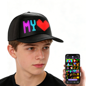 Casquettes LED lumineuses, casquettes LED intelligentes à écran couleur pour enfants, casquettes LED programmables à messages défilants, contrôle par application Bluetooth - Product Image 1