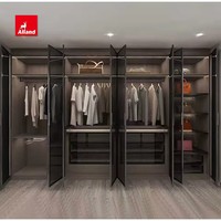 AllandCabinet kustom berengsel kayu lapis kamar tidur gadis Modern transparansi pintu kustom sistem lemari lemari pakaian mewah
