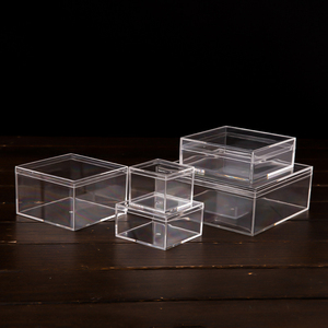 Ensemble de boîtes de rangement transparentes en acrylique DSF87, organiseurs carrés transparents pour la maison et le bureau, boîte cube en acrylique - Product Image 1
