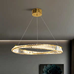 Candelabro de cristal Simple moderno italiano Hardware dorado Salón Dormitorio Sala de estar Comedor Decoración de luz para el hogar - Product Image 1