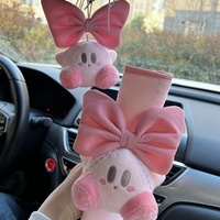 Couvre-ceinture de sécurité Girly rose mignon à 2 points Accessoires d'intérieur de voiture en polyester pour filles