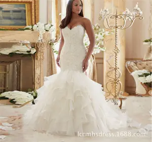 Fabrika toptan 2023 yeni slim-fit güzellik Mermaid hat yaka küçük tren dantel saf beyaz afrika gelin düğün elbisesi