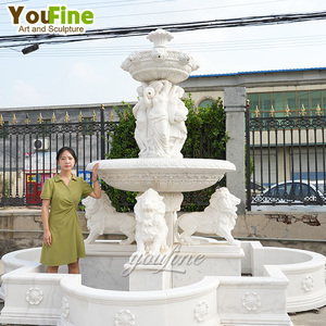 Tùy Chỉnh Trắng Đá Vườn Điêu Khắc Khắc Sư Tử Bức Tượng Ngoài Trời Đá Cẩm Thạch Nước Đài Phun Nước - Product Image 6
