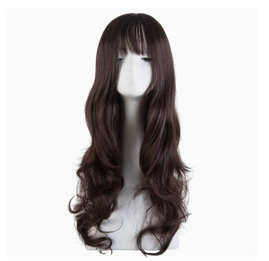 Perruque en cheveux artificiels de style européen et américain avec fibres synthétiques, franges aériennes, cheveux longs ondulés avec de grosses boucles - Product Image 3