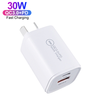 Chargeur rapide PD 30W avec prise AU, chargeur USB Type C QC3.0, double port, petite taille, adaptateur de voyage portable pour tous les téléphones mobiles, SAA RCM