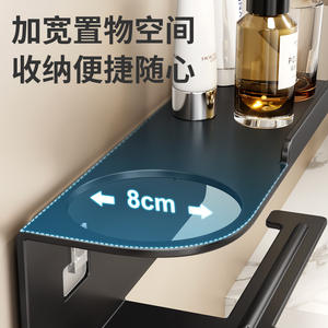 Porte-papier toilette mural minimaliste, auto-adhésif, en plastique, rectangulaire, avec rangement pour téléphone, sans perçage - Product Image 5