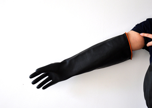 290G Công Nghiệp Cao Su Cao Su Làm Việc Găng Tay Cao Su Dài Tay Áo Màu Đen Và Màu Cam - Product Image 4